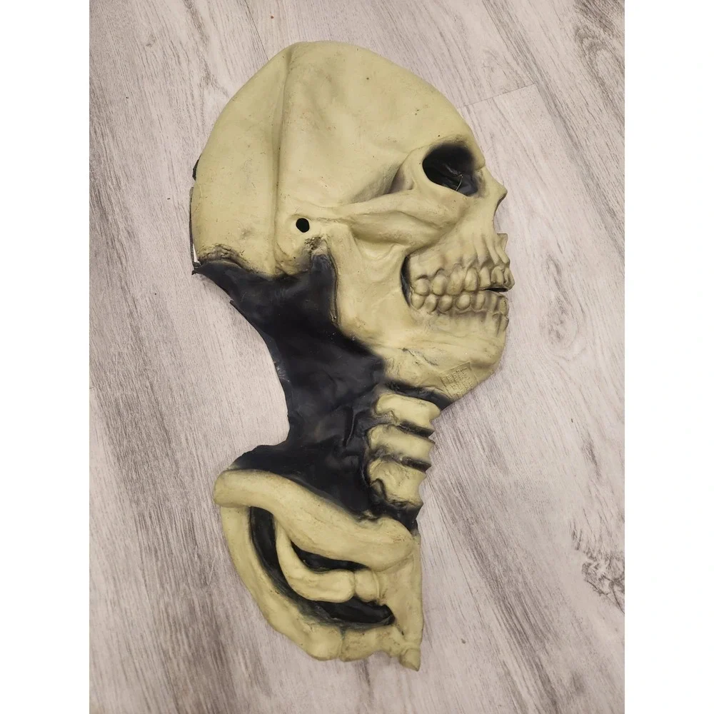 Vintage 1997 Halloween Skull Skeleton Latex Mask with Neck The Paper Magic Group